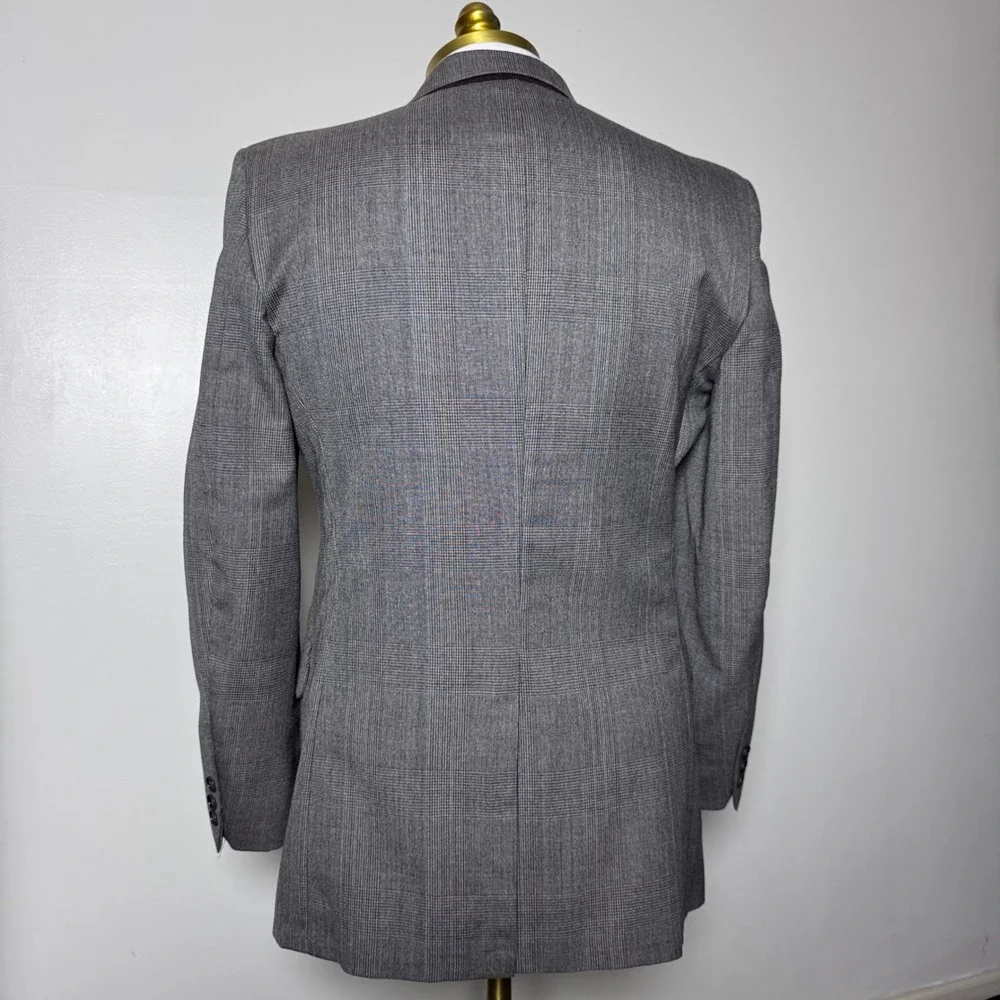 1980s Suit Mens 38R 31x29 Brown Glen Plaid 2-Button Vintage USA Made
